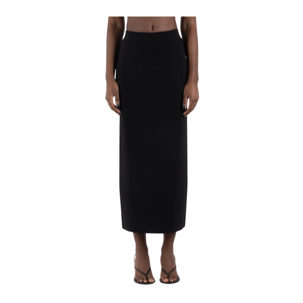Max Mara Zwarte Midi Rok met Details Black Dames