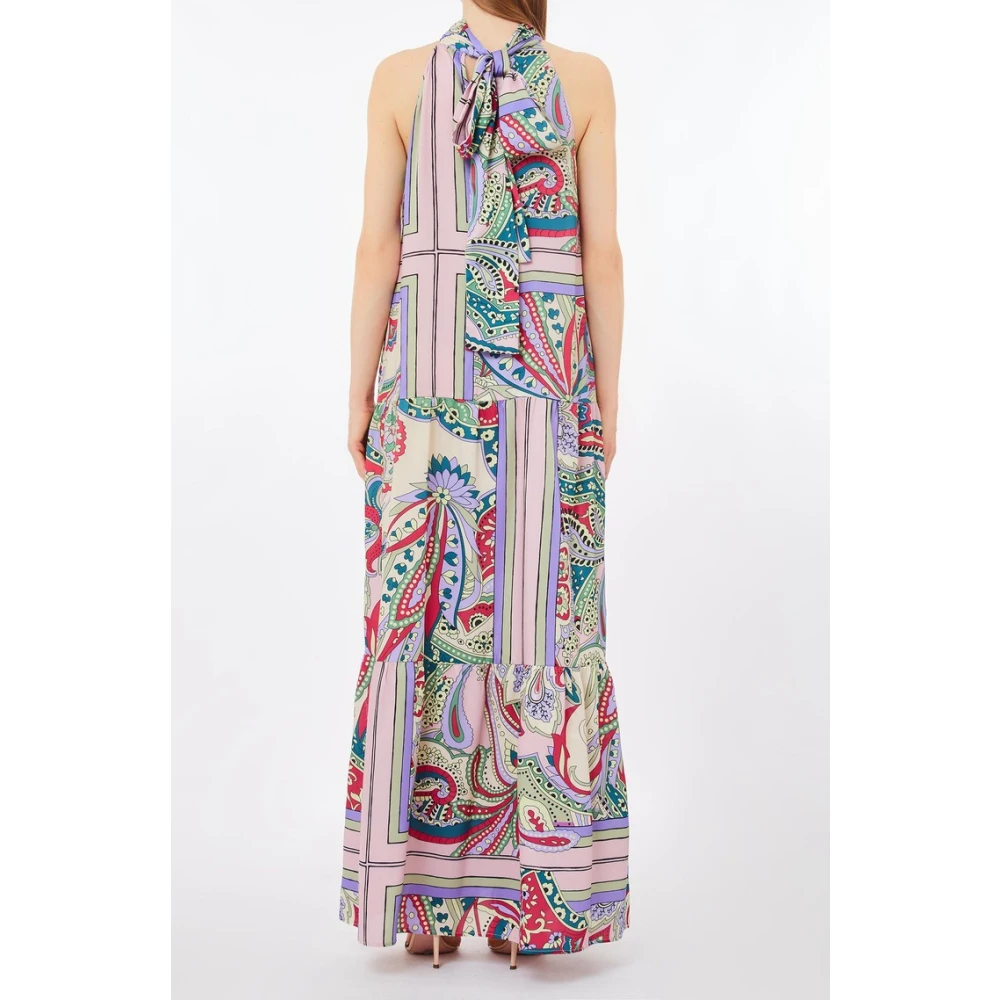 Liu Jo Multicolor Mouwloze Jurk met Gerimpelde Zoom Multicolor Dames