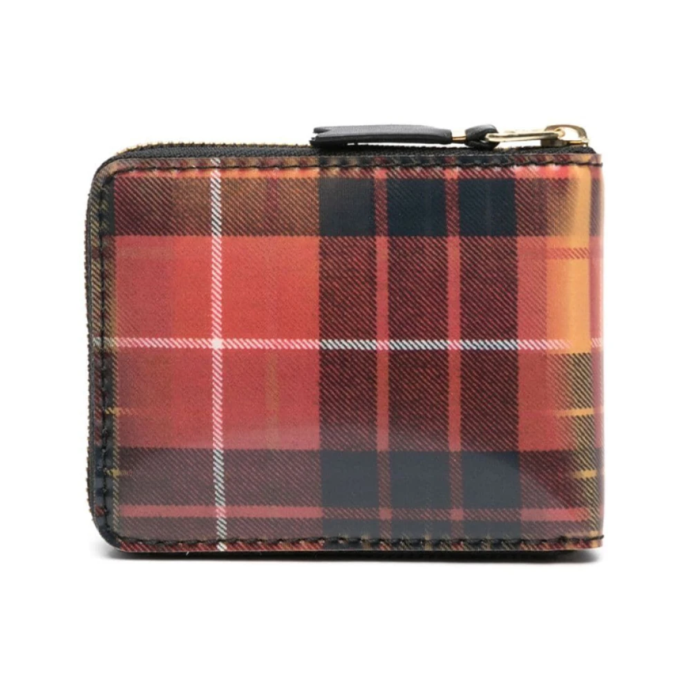 Comme des Garçons Geruite Motief Leren Portemonnee met Rits Multicolor Dames