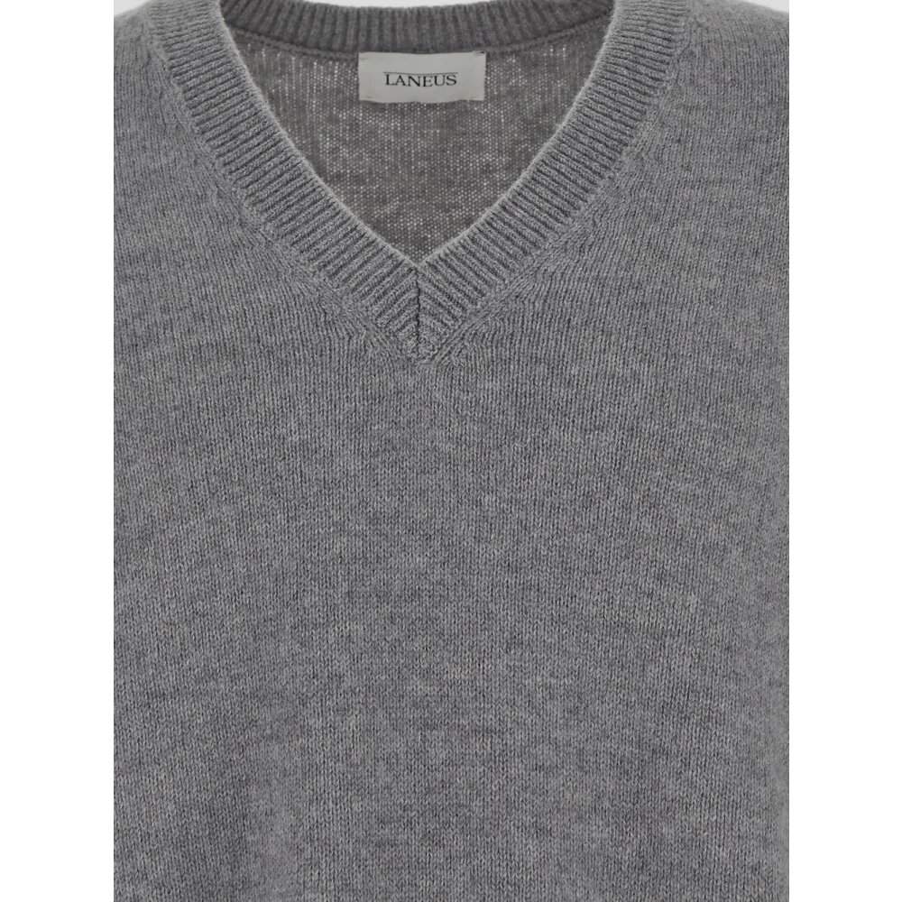 Laneus Wol V-hals Gebreid Gray Heren