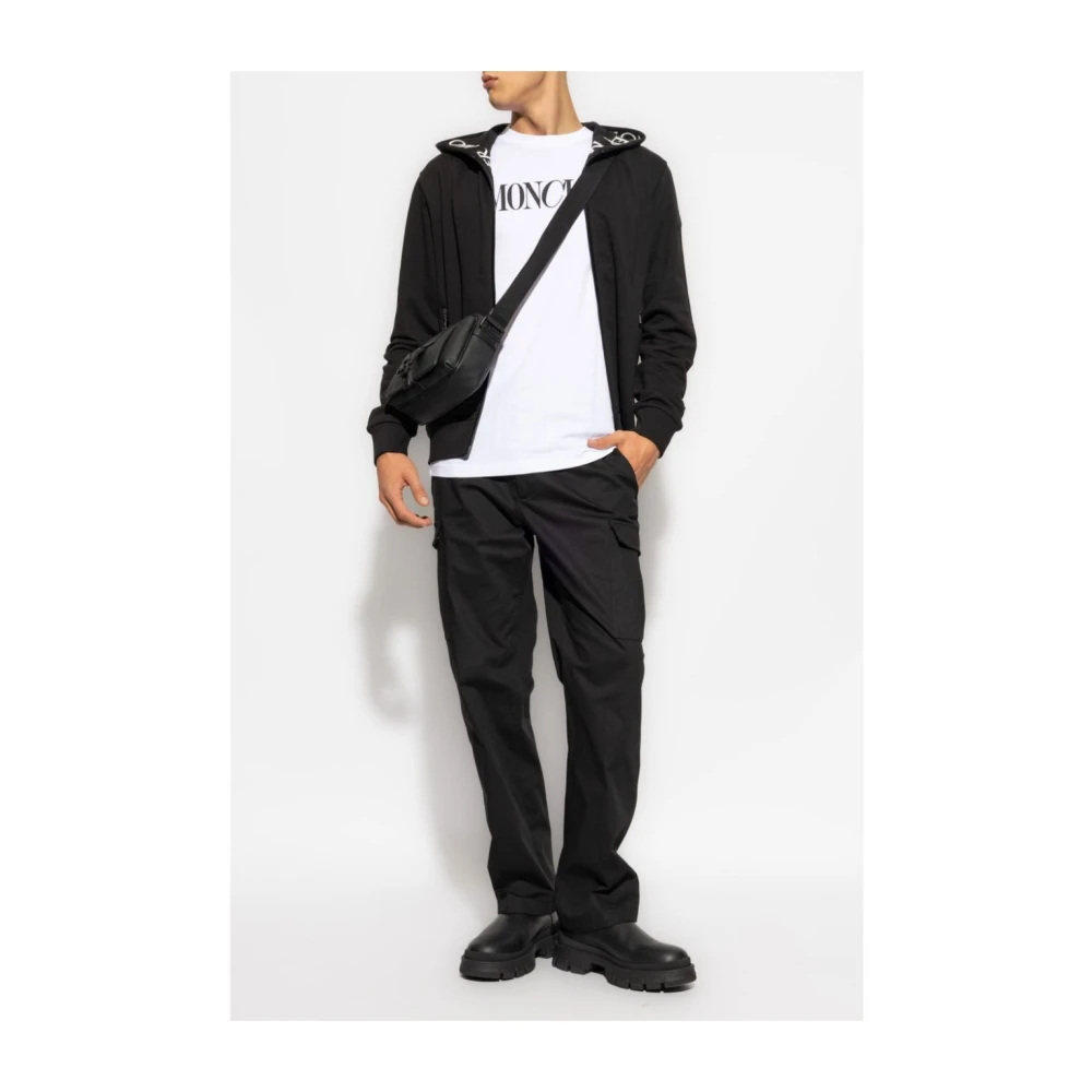 Moncler Zwarte Katoenen Rechte Broek Black Heren