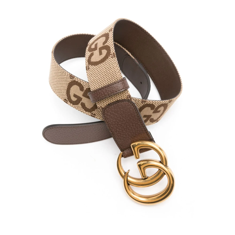 Gucci Handtekening Double G Gesp Riem Brown Dames