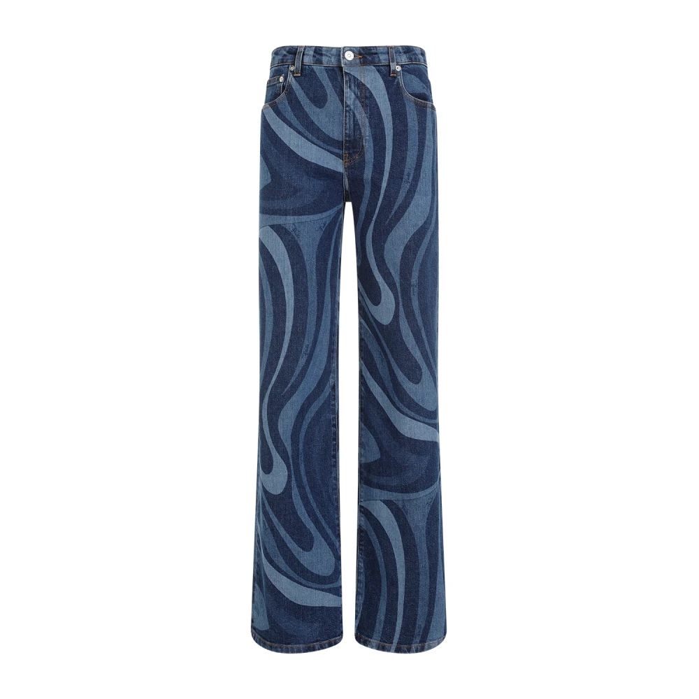 EMILIO PUCCI Blauwe Marmer Patroon Jeans Blue Dames