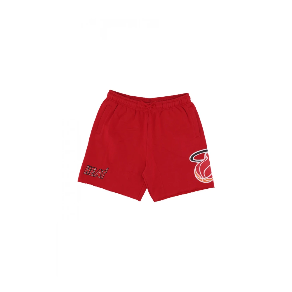 Mitchell & Ness NBA Postgame Vintage Logo Fleece Shorts Red Heren