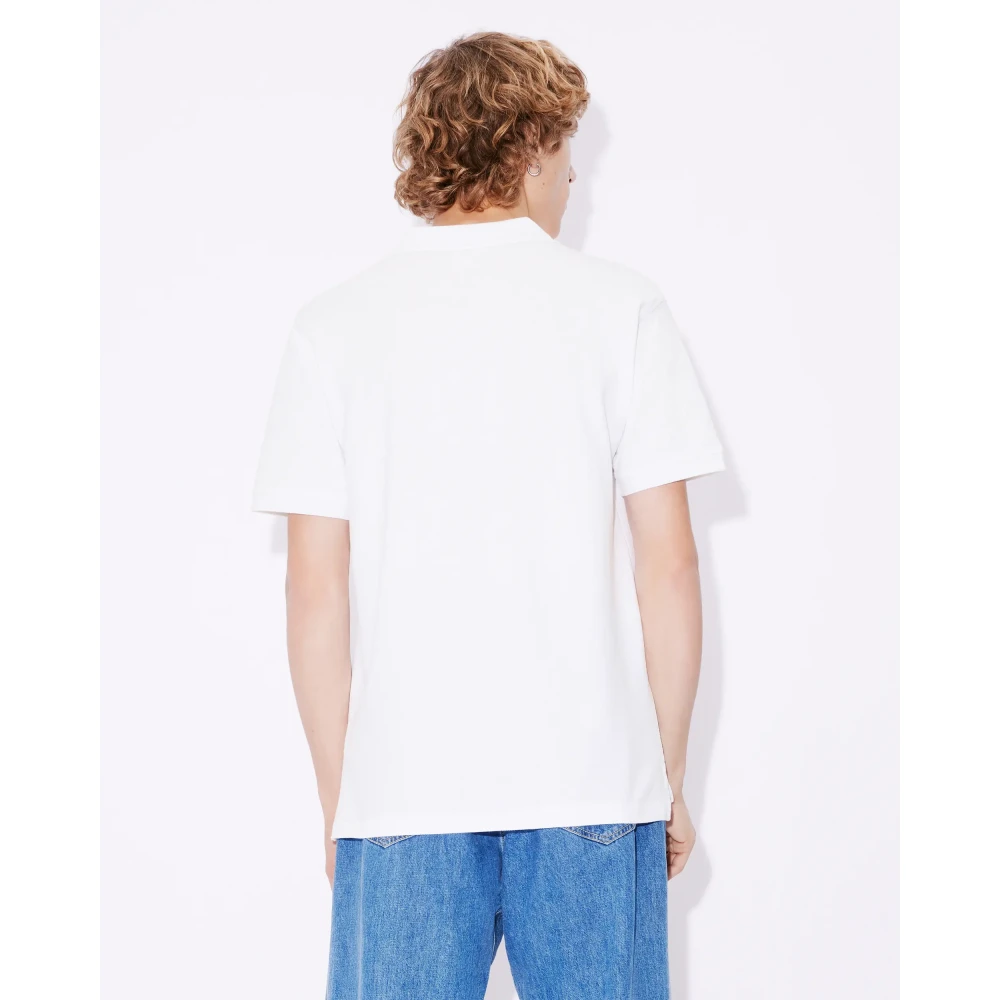 Kenzo Witte Bloemen Polo Shirt White Heren