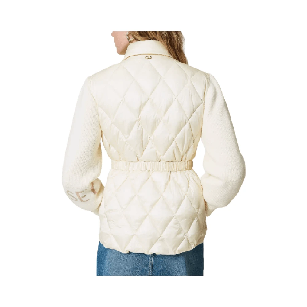 Twinset Witte Gewatteerde Jas Rechte Lijn White Dames