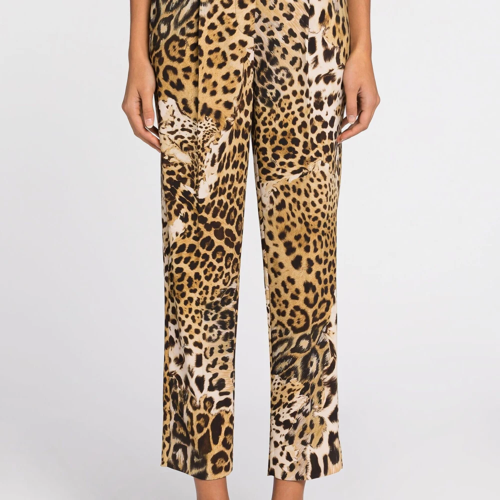 Roberto Cavalli Luipaardprint Cropped Broek Brown Dames