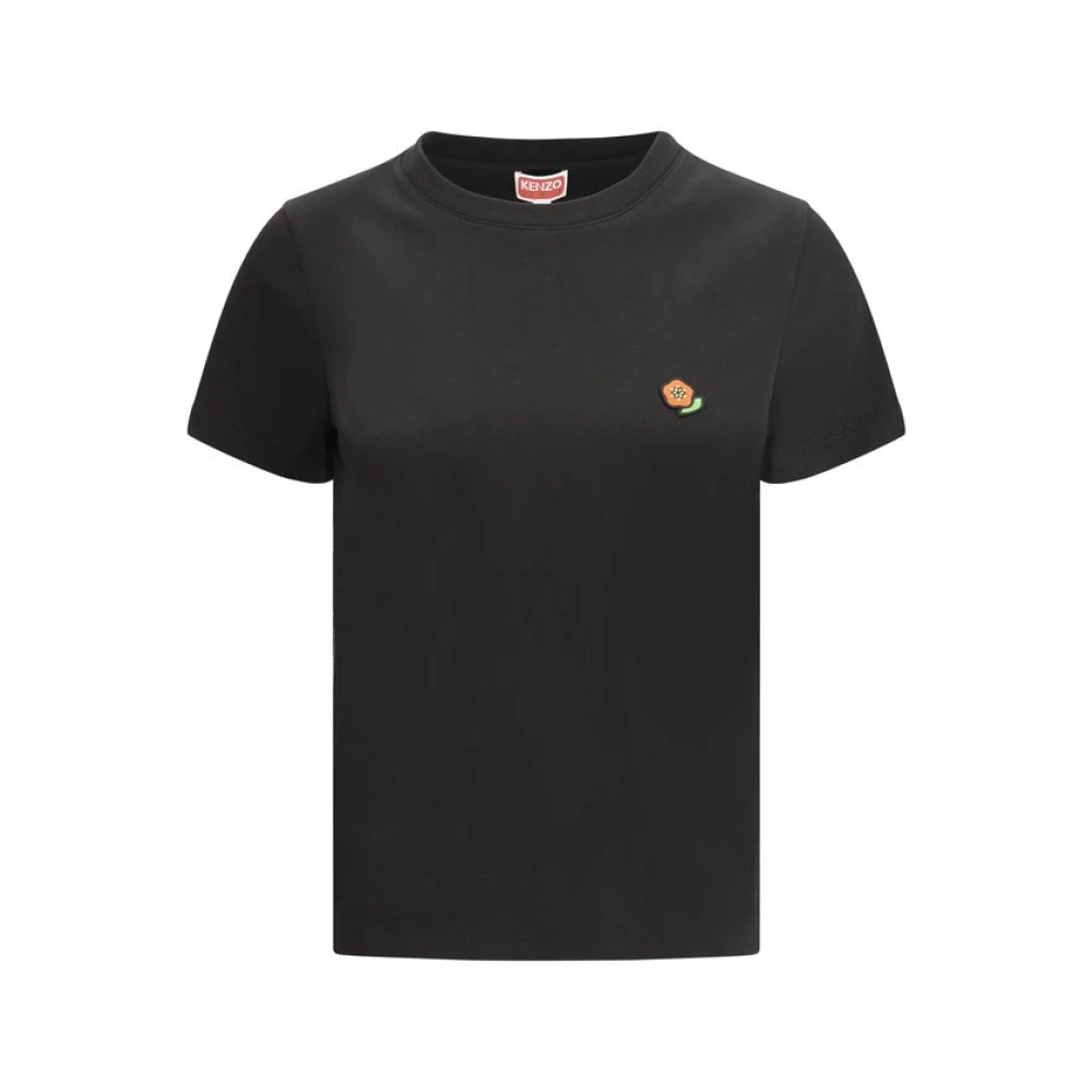 Kenzo Logo Patch Katoenen T-Shirt Black Dames