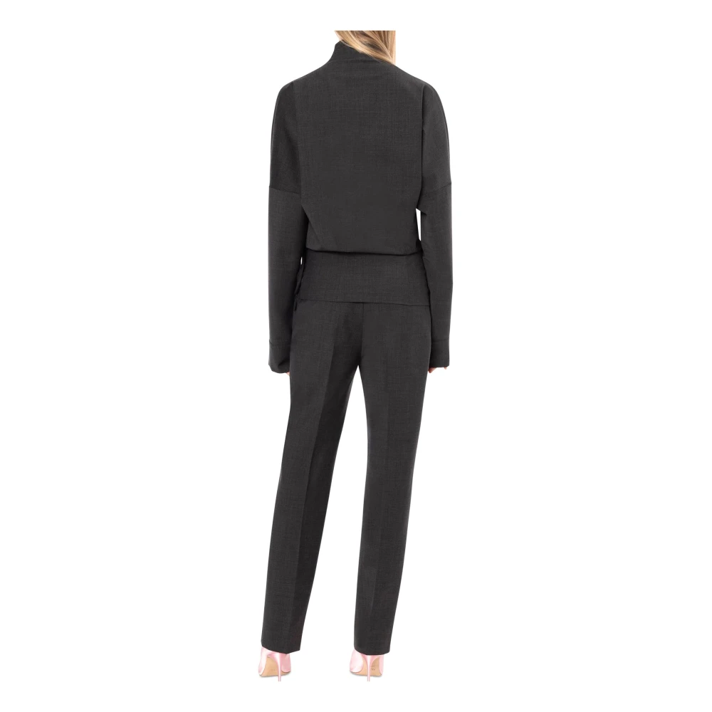 Philosophy di Lorenzo Serafini Grijze Wol Crossover Blouse Lange Mouwen Gray Dames