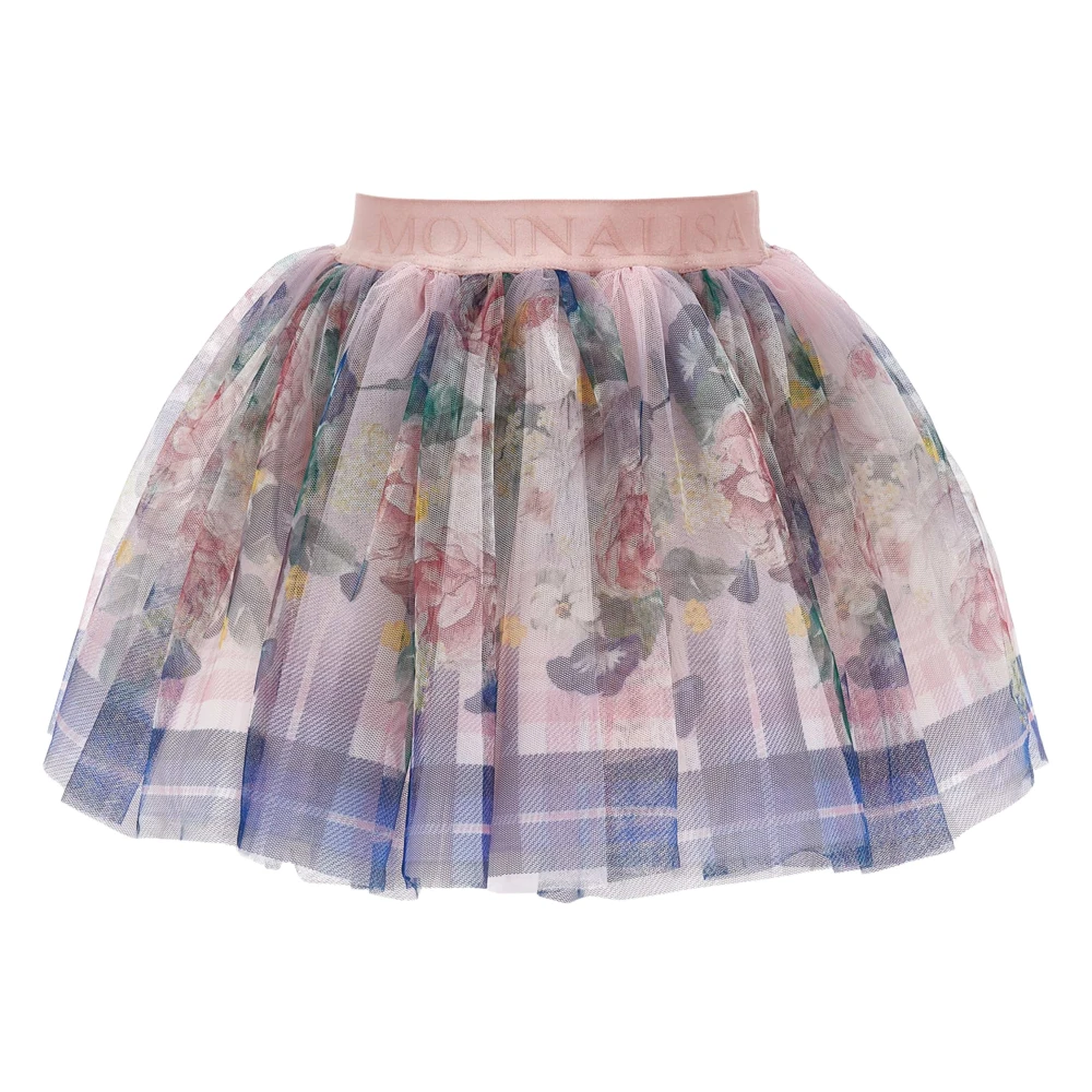Monnalisa Girls Multicolor Kids Skirts, 12 Y, Baroque Floral Tulle Skirt