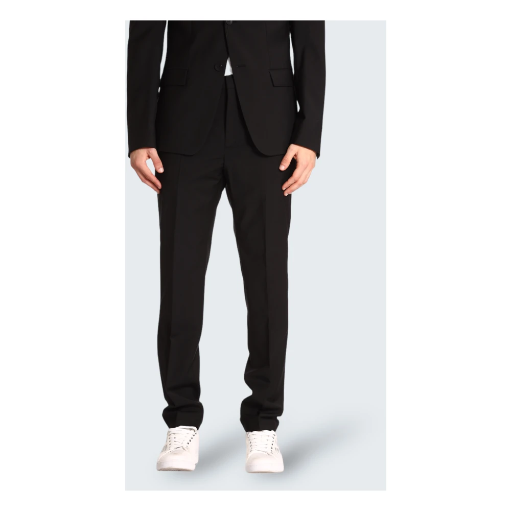 Calvin Klein Zwarte Wolmix Slim Fit Broek Black Heren