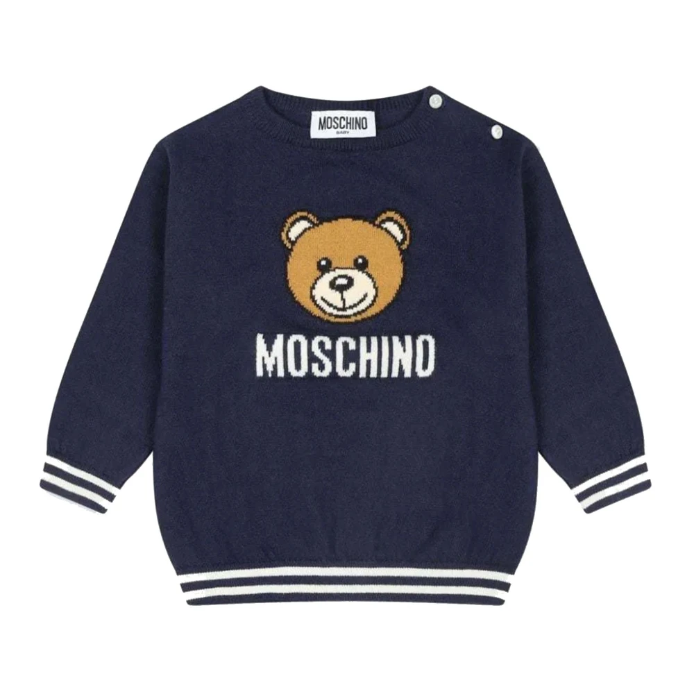 Moschino Teddy Jacquard Ull-Bomull Tröja Blue, Unisex