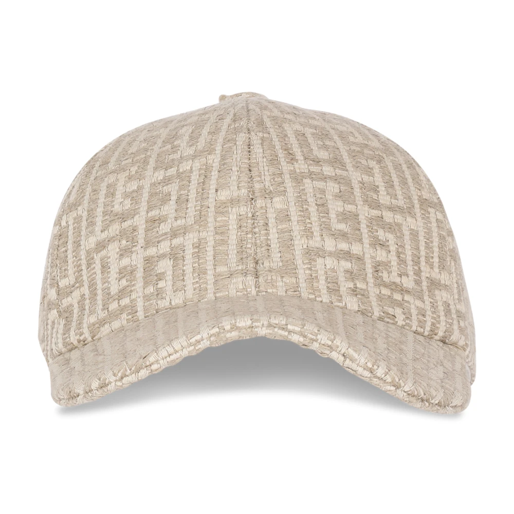 Balmain Monogrammed raffia cap Beige Dam