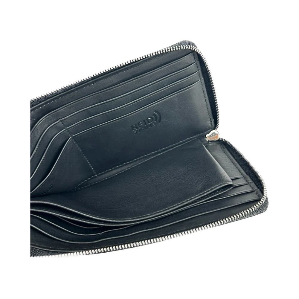 Baldinini Leren Portemonnee met Ritssluiting Black Heren