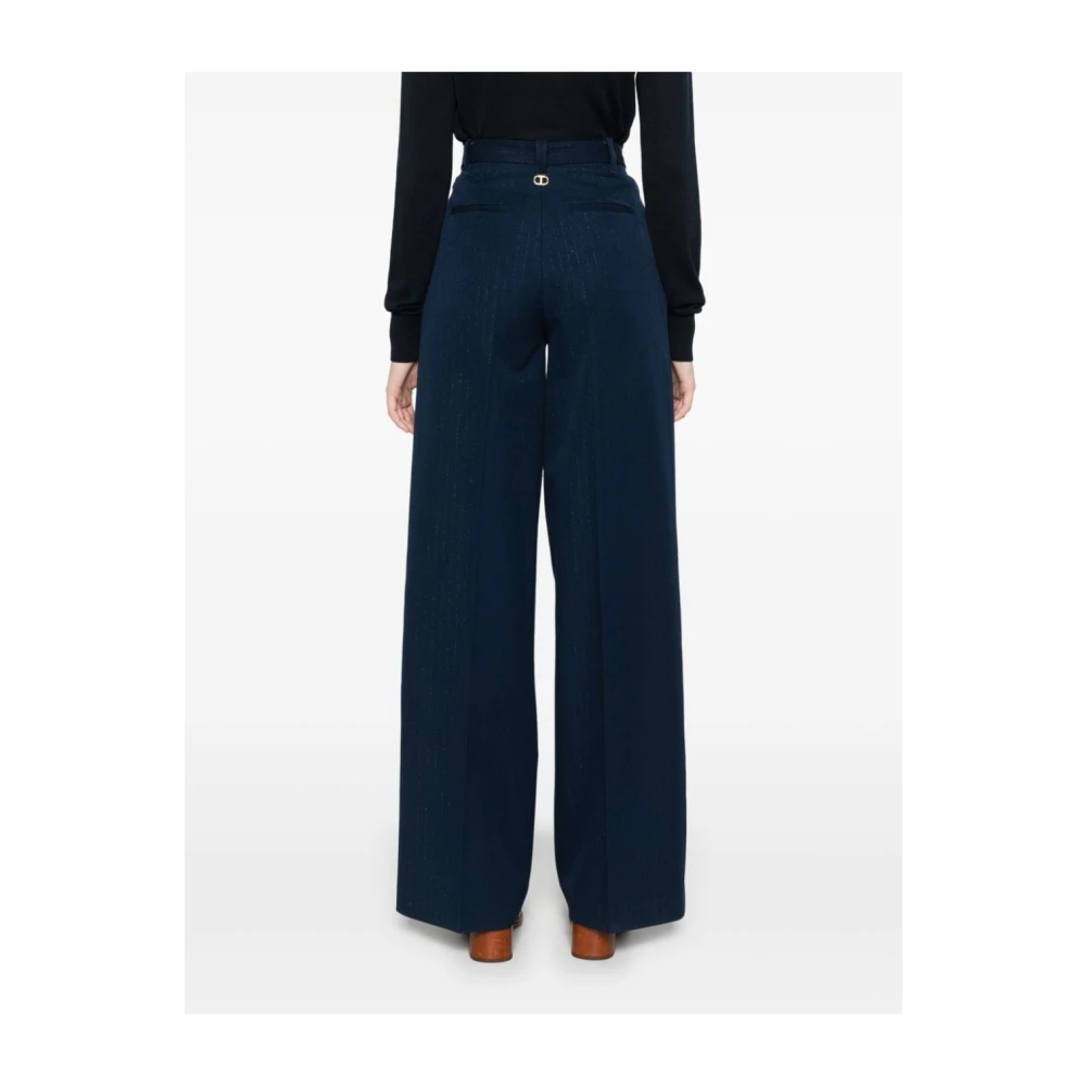 Twinset Blauwe Broek voor Vrouwen Aw24 Blue Dames