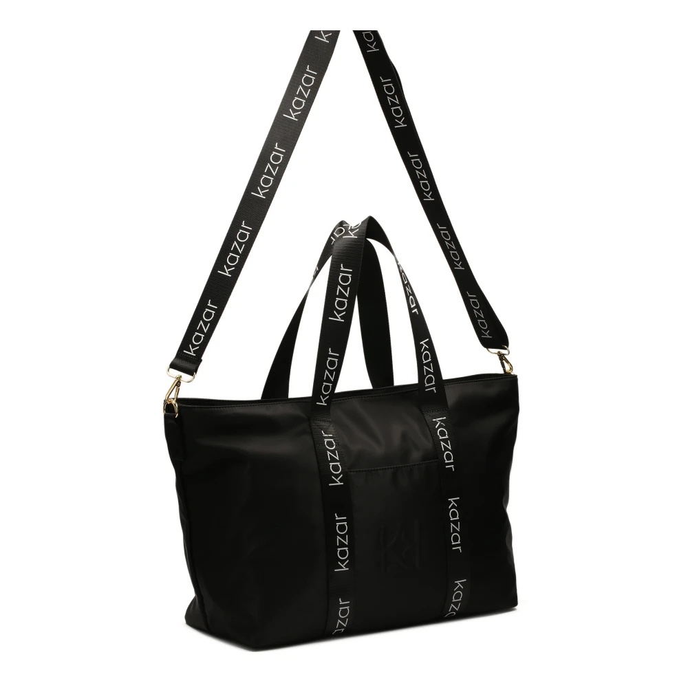 Kazar Textiel tote tas met logo riem Black Dames