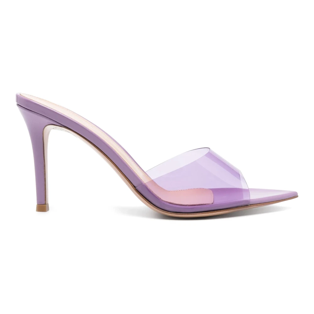 Gianvito Rossi Women's Purple Heeled Mules, 3 Uk, Transparent Lilac Stiletto Heel Sandals