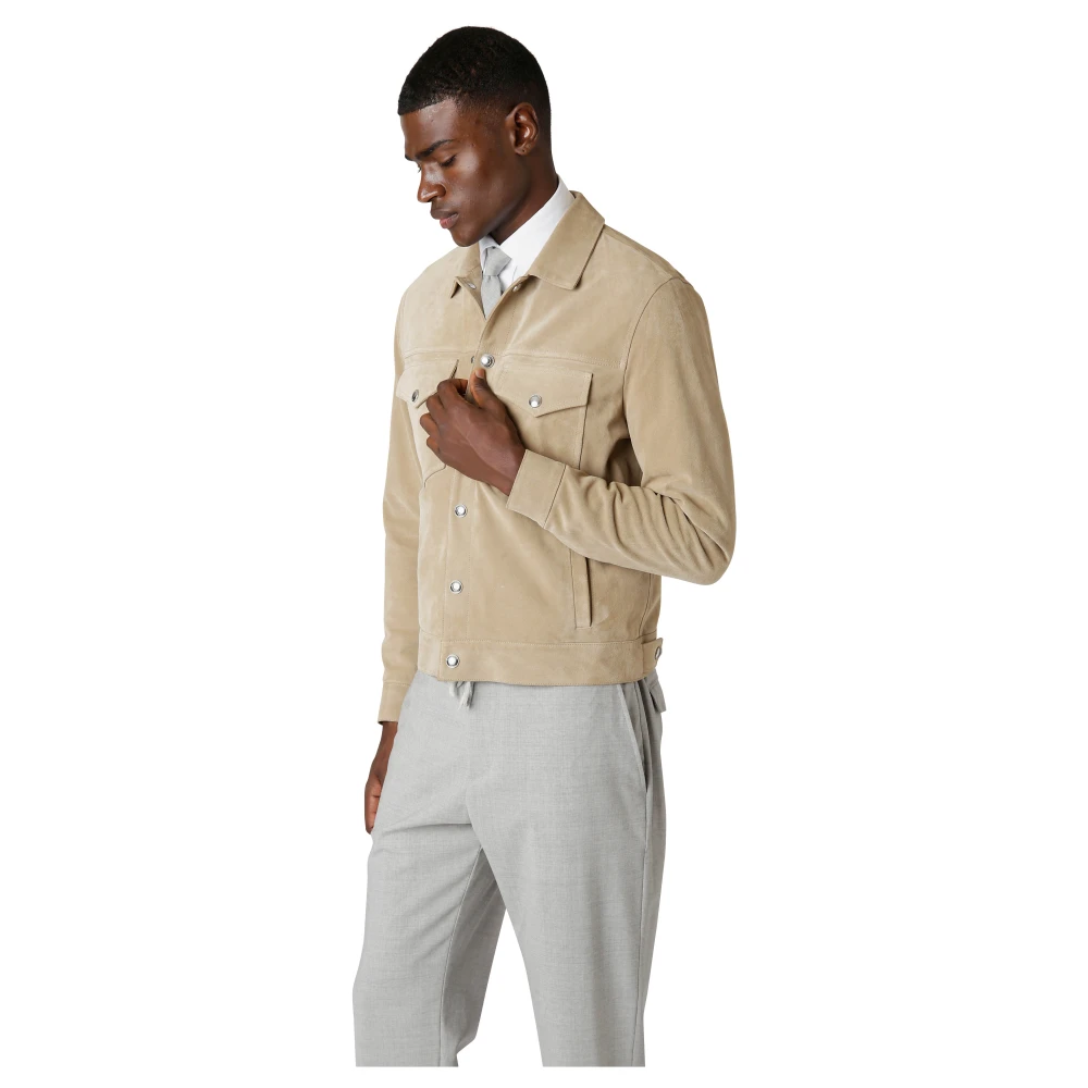 Eleventy Denim jack van Frans suède Beige Heren