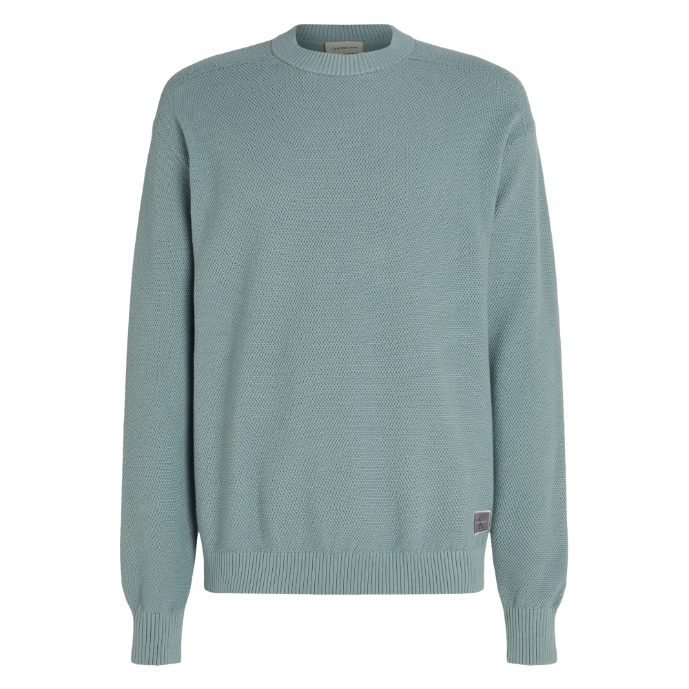 Calvin Klein Blauwe Trui Katoen Bouclé Blue Heren