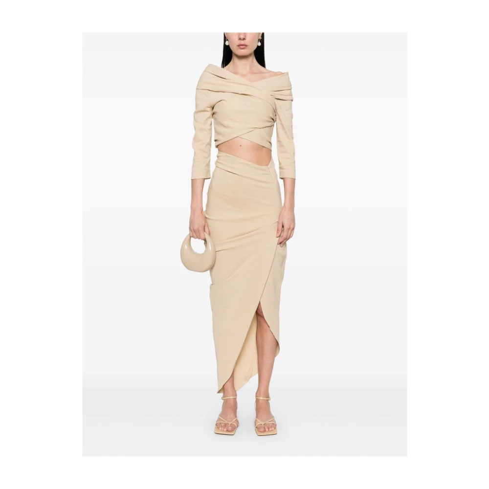 Cortana Beige Asymmetrische Zoom Gedrapeerde Rok Beige Dames