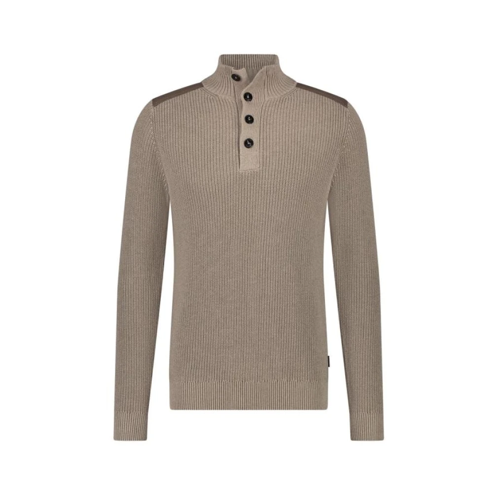 Saint Steve Taupe Mel Elegante Modieuze Herenoverhemd Brown Heren