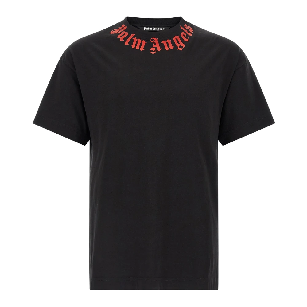 Palm Angels Black T-Shirts, Male, 2XS, Neck Logo T-Shirt
