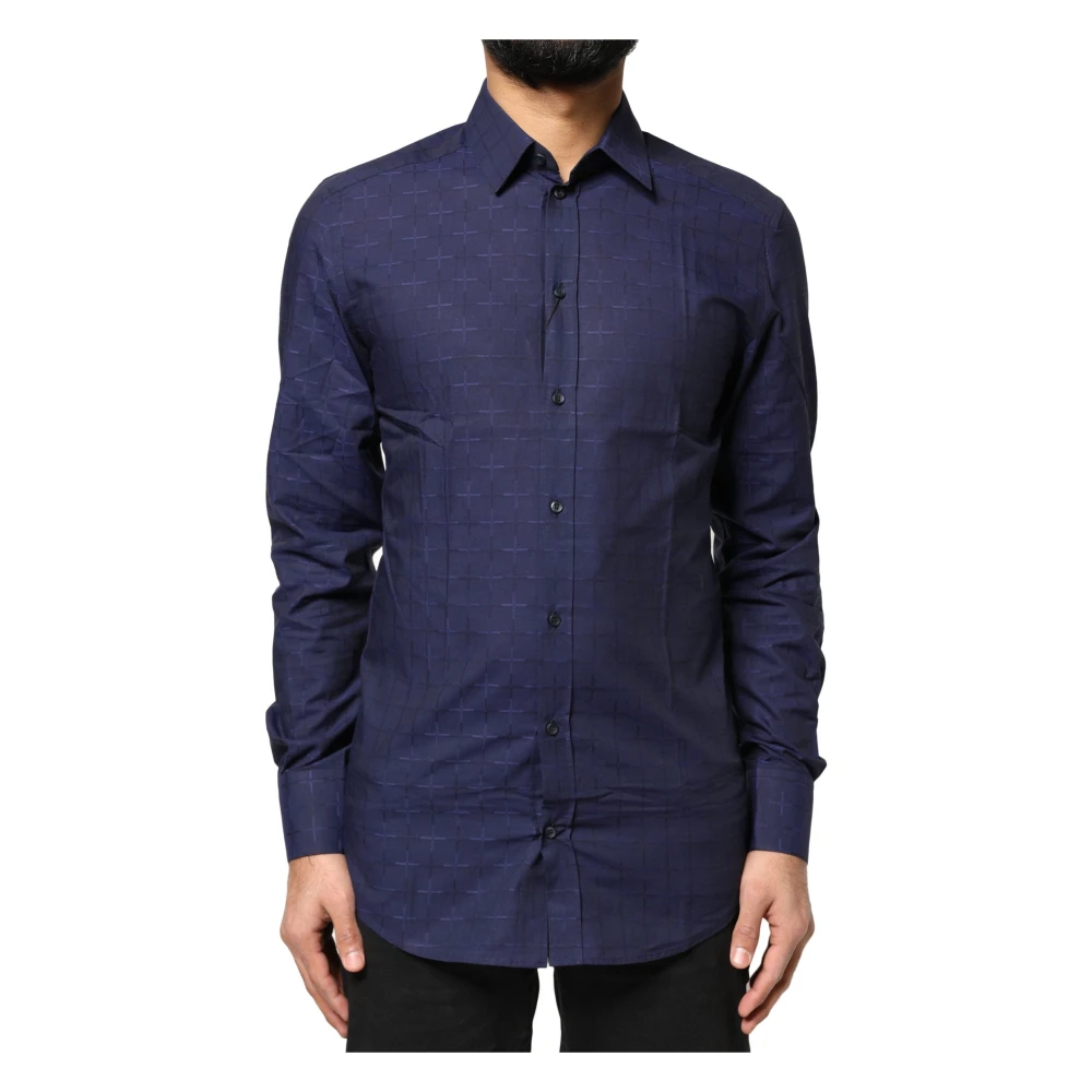 Dolce & Gabbana Men's Blue Check Tartan Formal Dress Shirt - Casual Shirts - S - Shirts