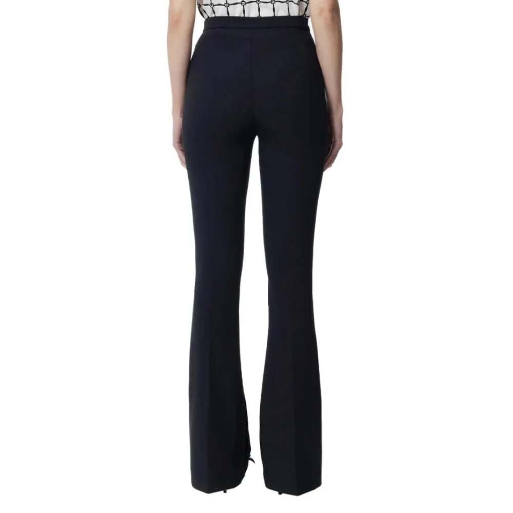 Elisabetta Franchi Wijde Zwarte Broek Stretch Crepe Black Dames