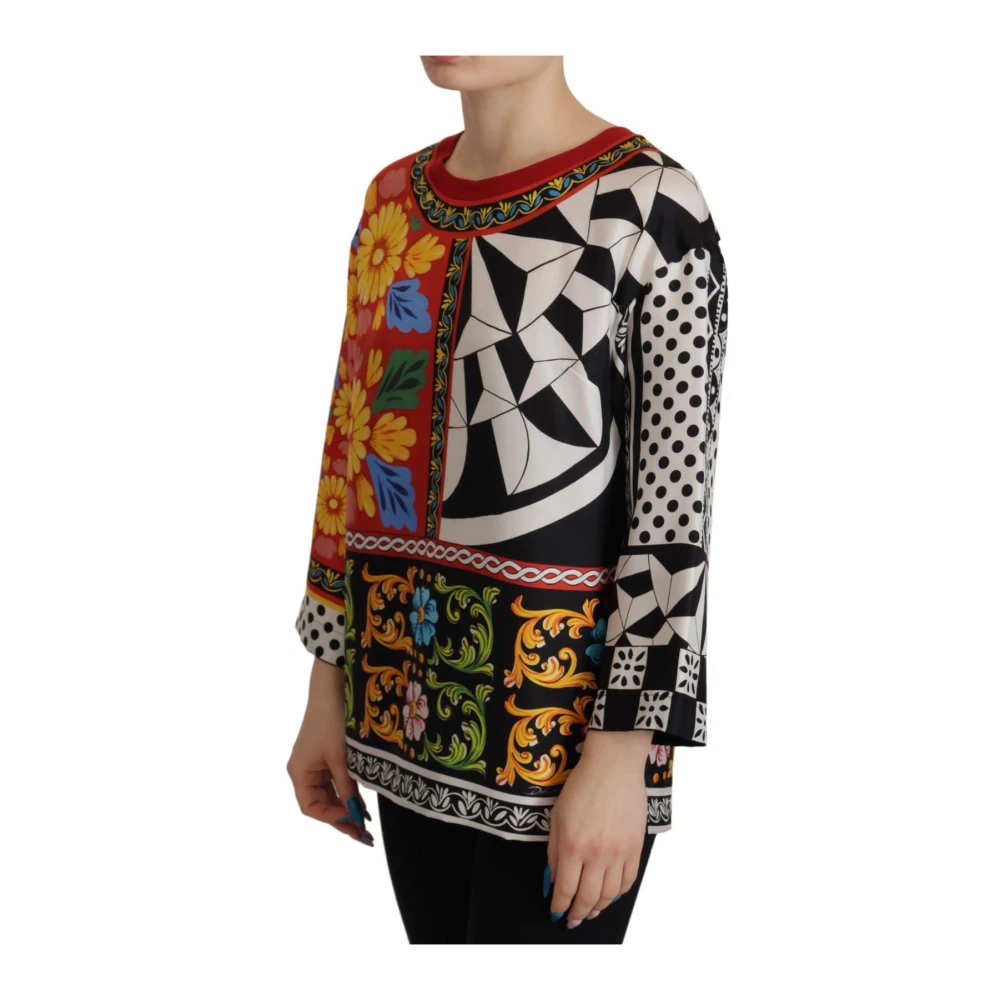 Dolce & Gabbana Women's Silk Baroque Floral Print Blouse