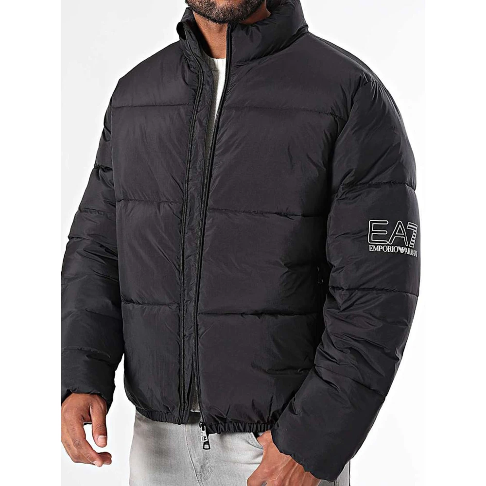 Emporio Armani EA7 Trendy Zwarte Gewatteerde Jas Black Heren