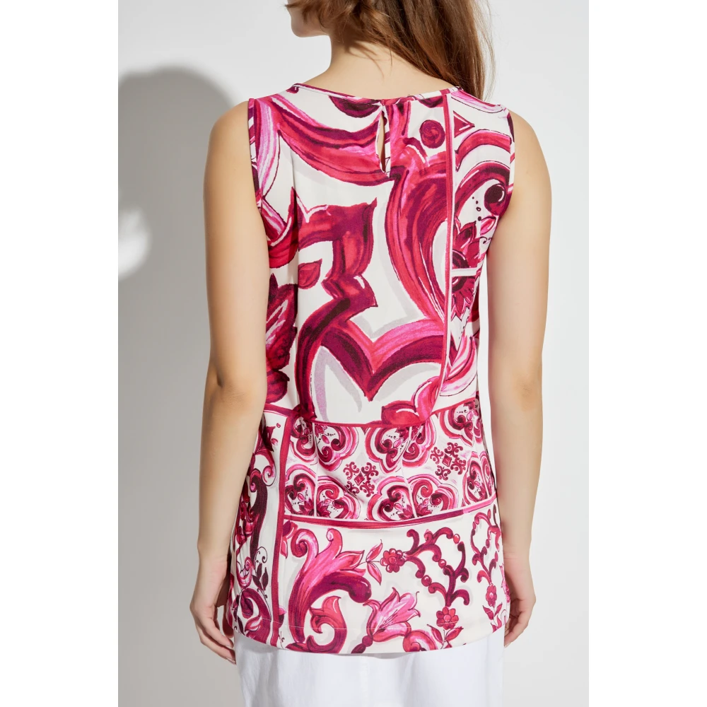 Dolce & Gabbana Top met Majolica patroon Pink Dames