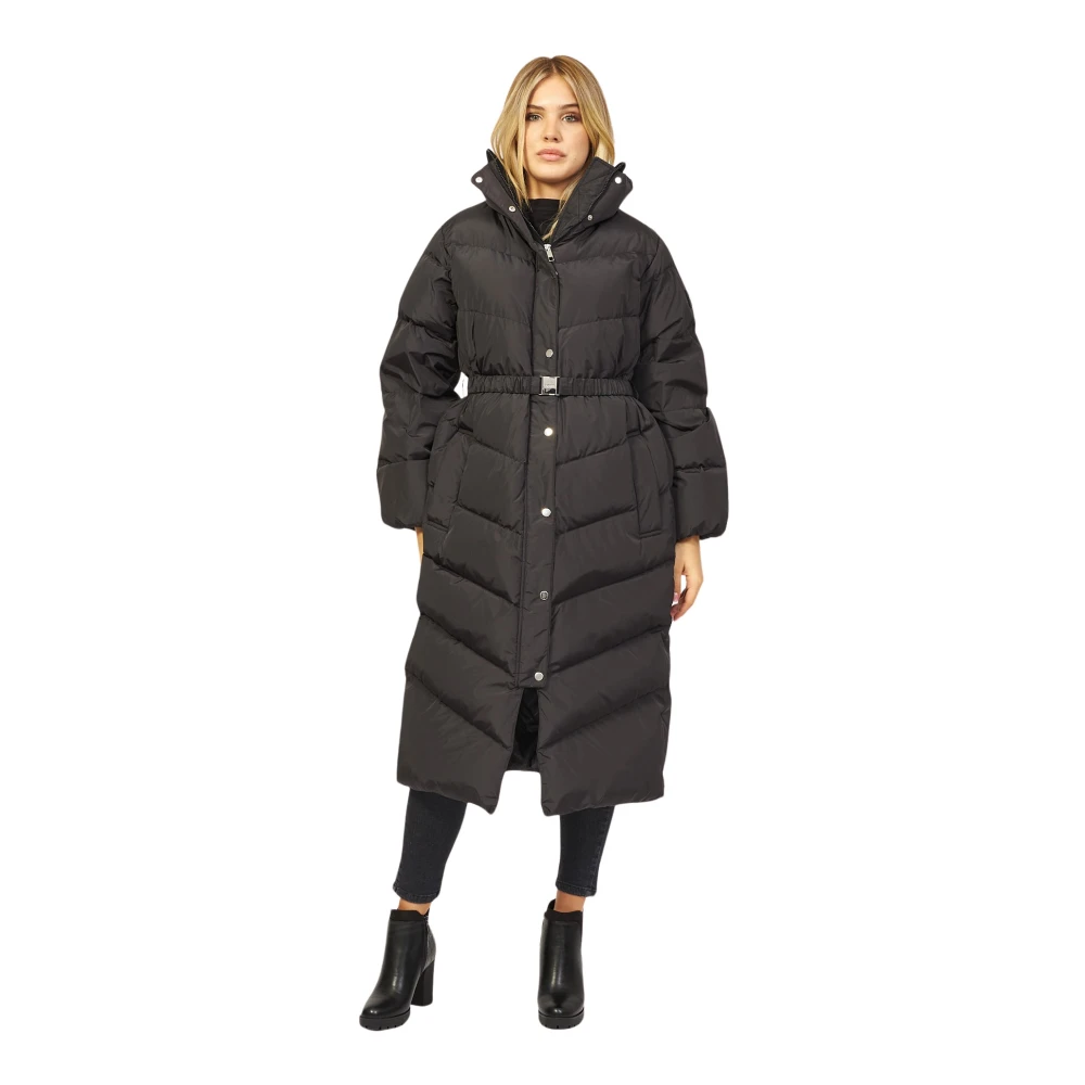 Boss Zwarte Lange Slim Fit Donsjas Black Dames
