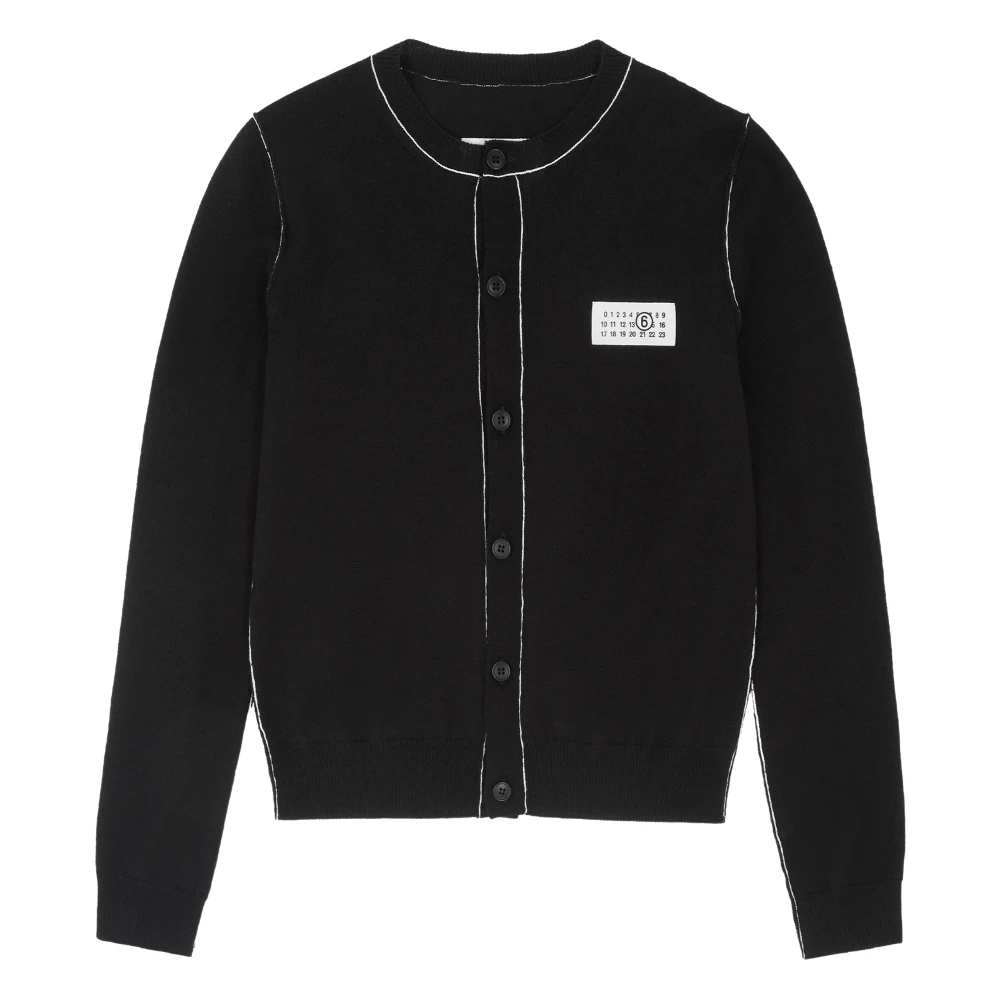 Mm6 Maison Margiela Black Button-Front Knit Cardigan - Female - Cardigans - S - Knitwear