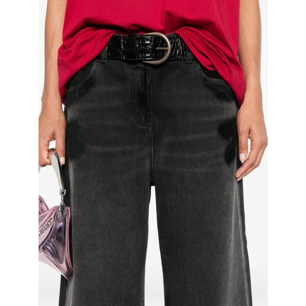 The Attico Zwarte Denim Jeans Broek Gray Dames