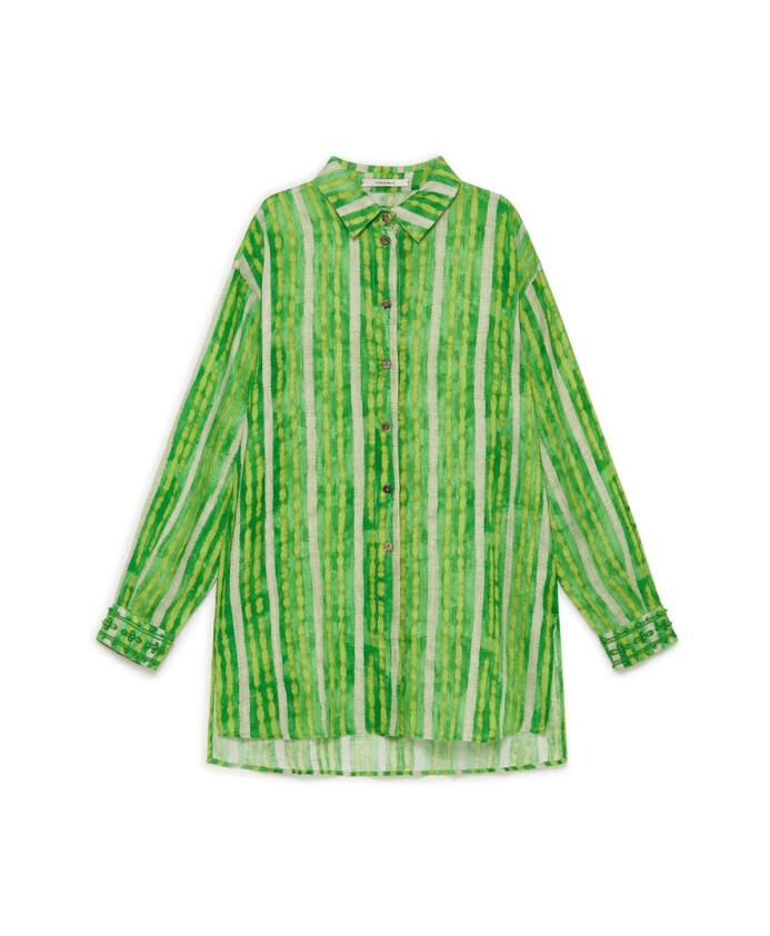 chemise-a-rayures-en-lin-vert-beige