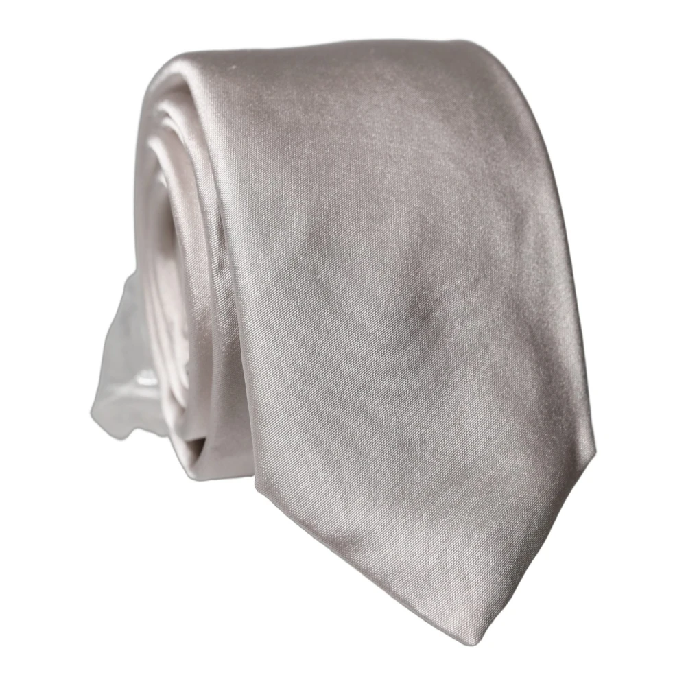 Dolce & Gabbana Men's Gray Ties, One Size, Silk Satin Wide Adjustable Necktie