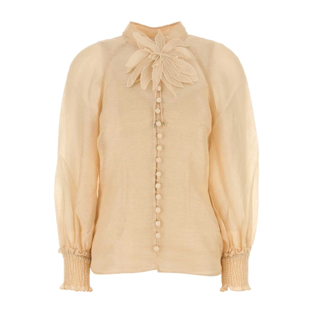 Zimmermann Roze Linnen Blend Illustratie Blouse Beige Dames