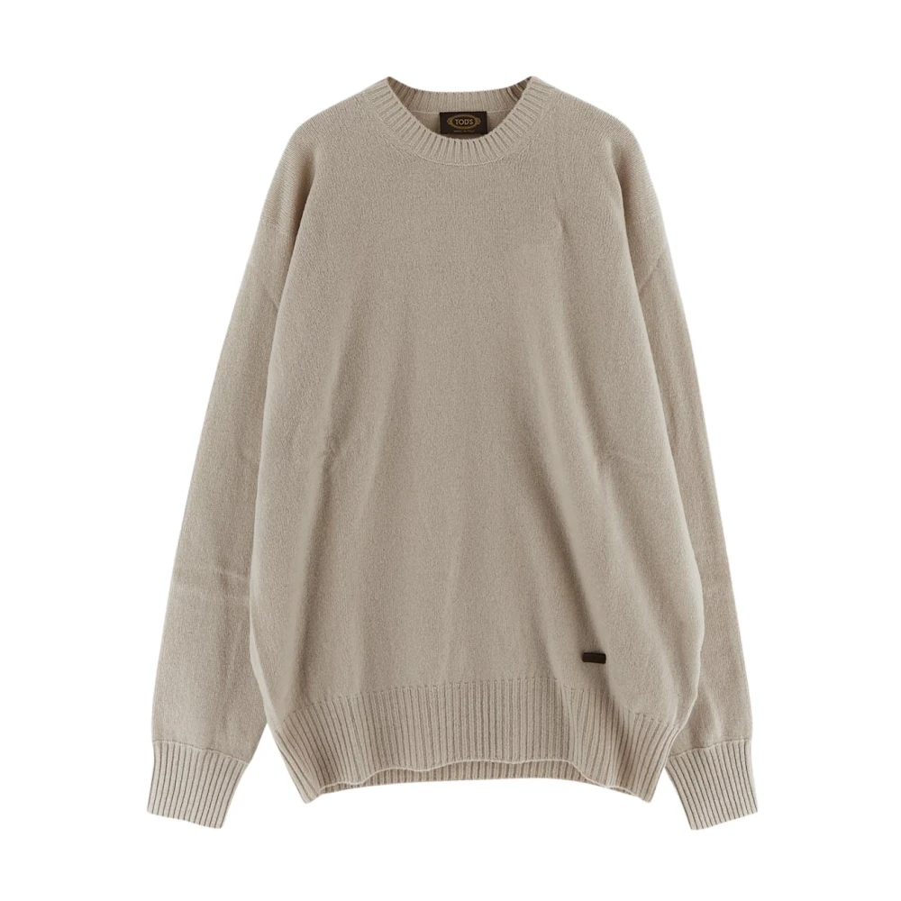 TOD'S Wollen Crewneck Gebreid Beige Heren