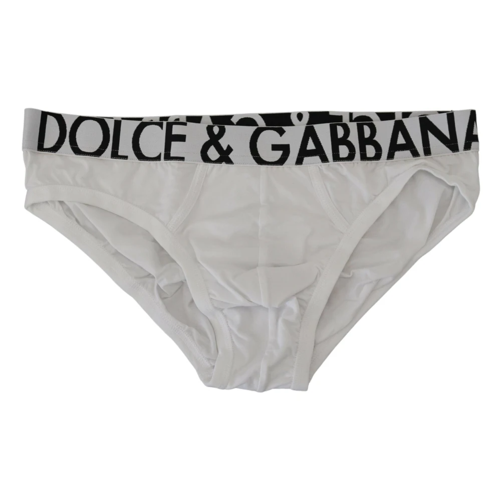 Dolce & Gabbana Logo Tailleband Brief Wit Italiaans Vak schap White