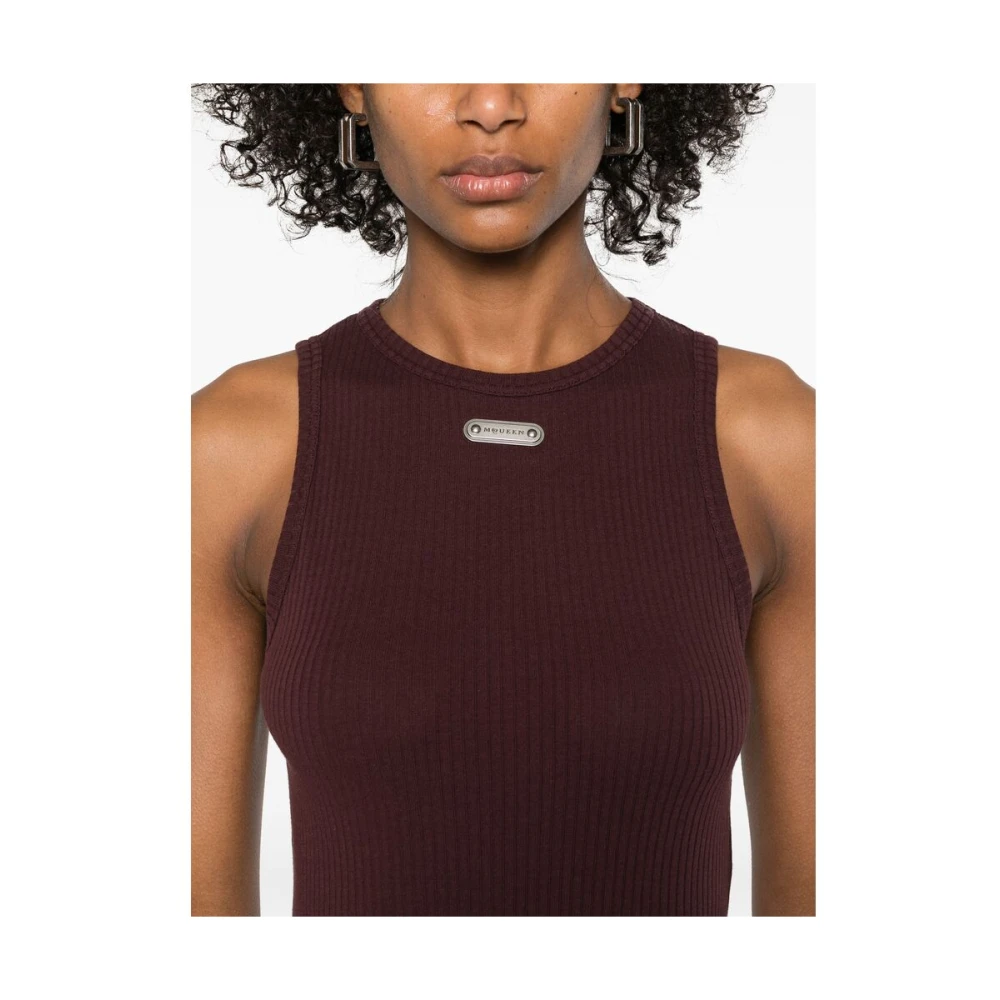 alexander mcqueen Bordeaux Mouwloze Logo Jurk Red Dames