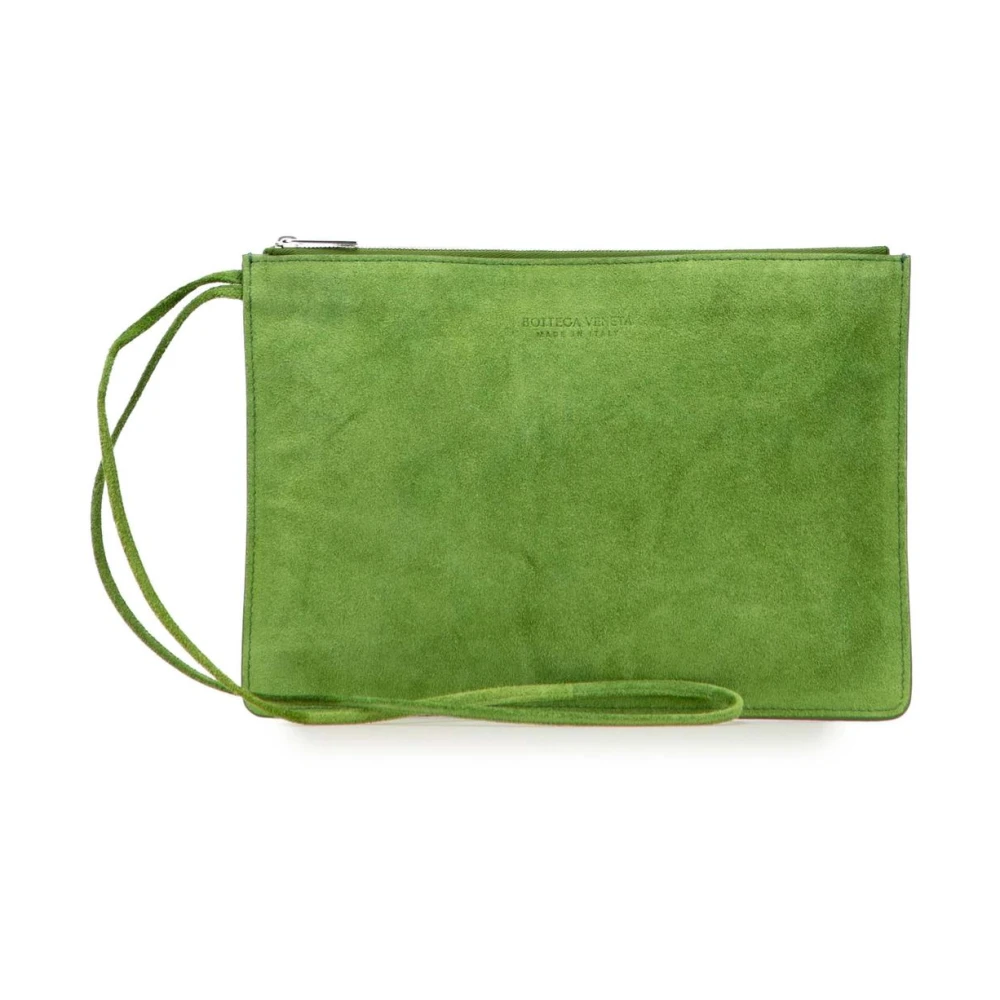 Bottega Veneta Vintage Women's Green Pre-Owned Suede Pouch