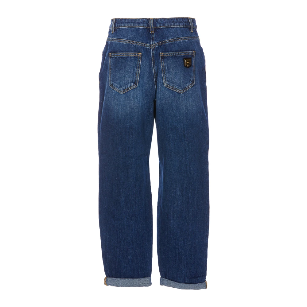 Elisabetta Franchi Denim Jeans met Frontale Knoopsluiting Blue Dames