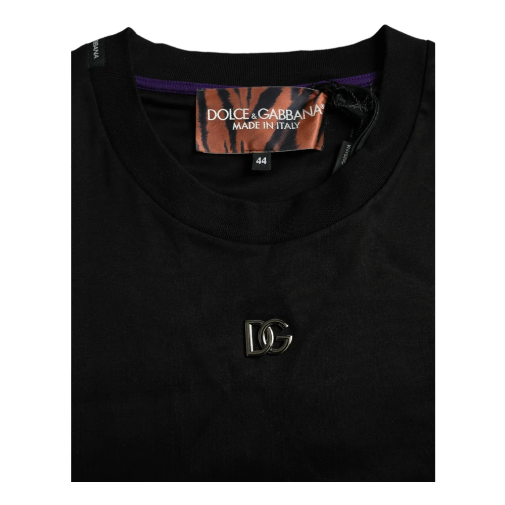 Dolce & Gabbana Tijgerprint Korte Mouwen T-shirt Black Heren