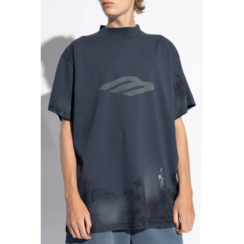 Balenciaga T-shirt met logo Blue Heren