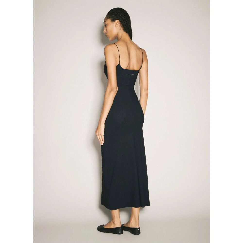 MM6 Maison Margiela Signature Stitching Maxi Dress Black Dames