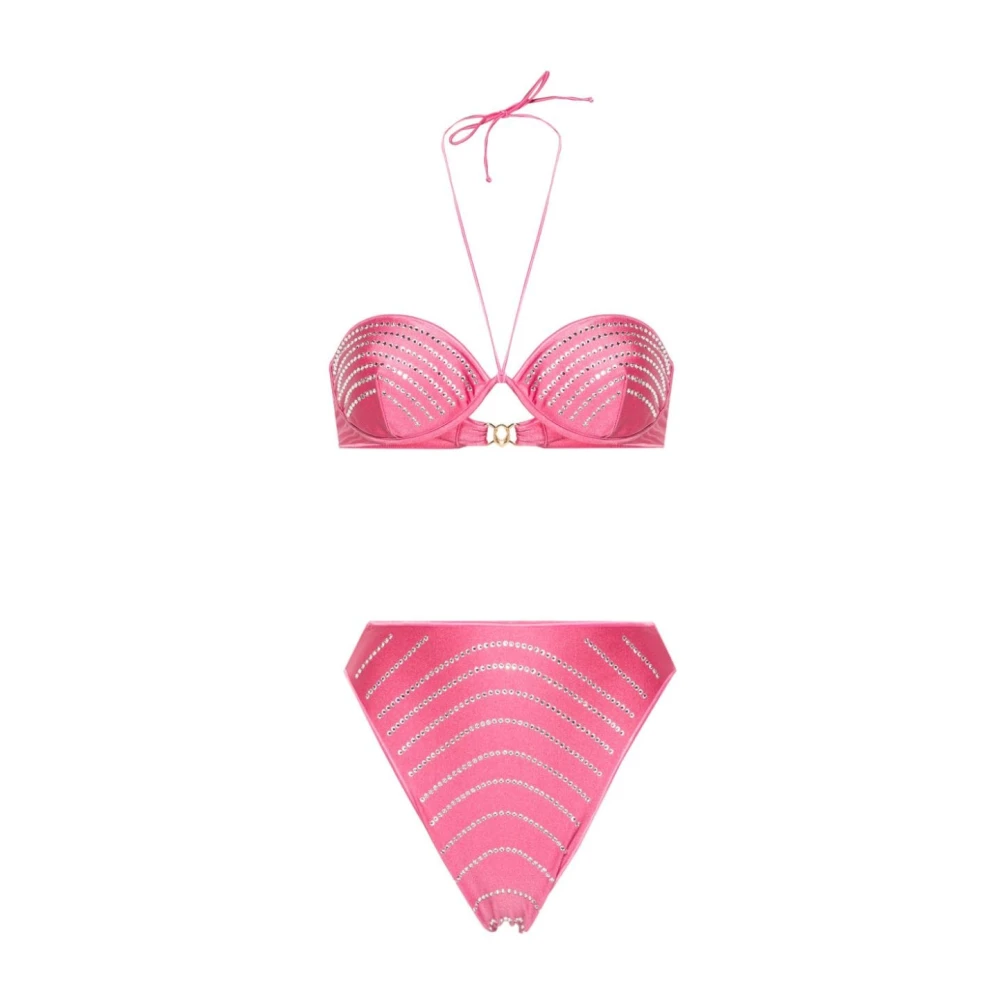 Oseree Roze Kristal Bikini Hoge Taille Pink Dames