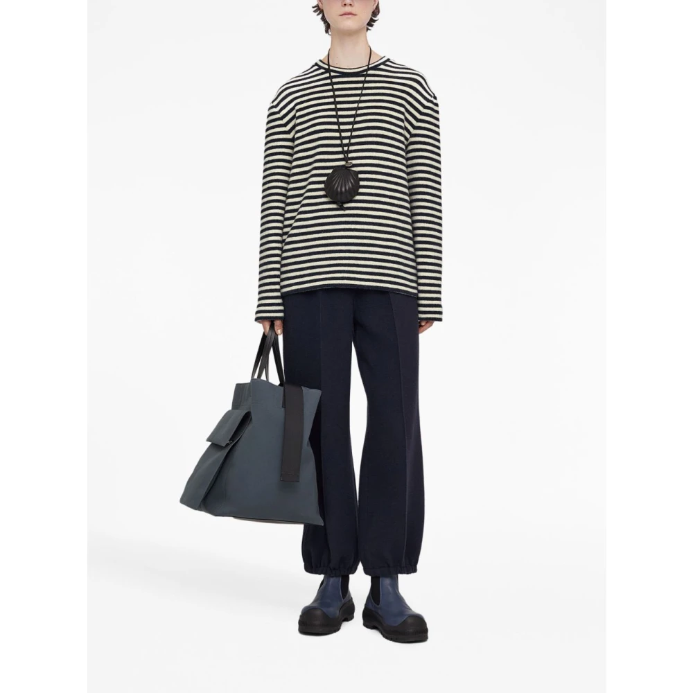 Jil Sander Gestreepte wollen trui Black Heren