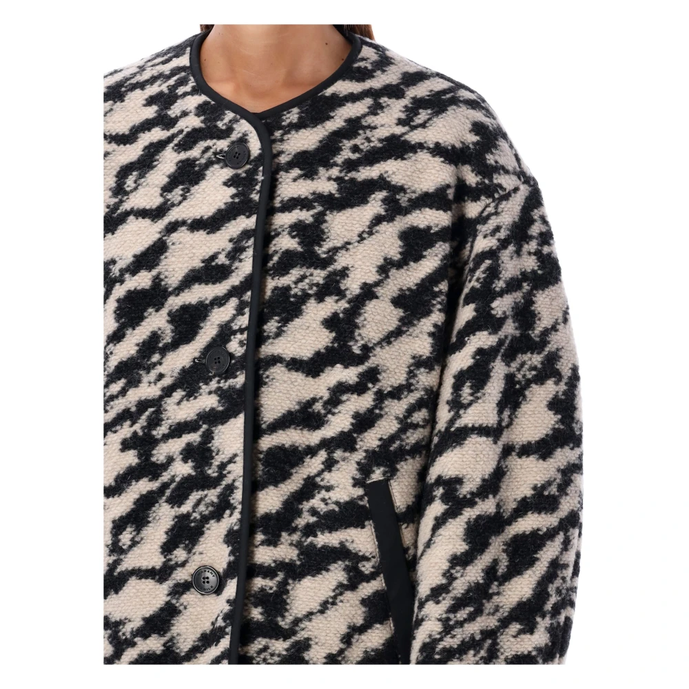 Isabel Marant Étoile Omkeerbare Gewatteerde Zwarte Beige Jas Multicolor Dames