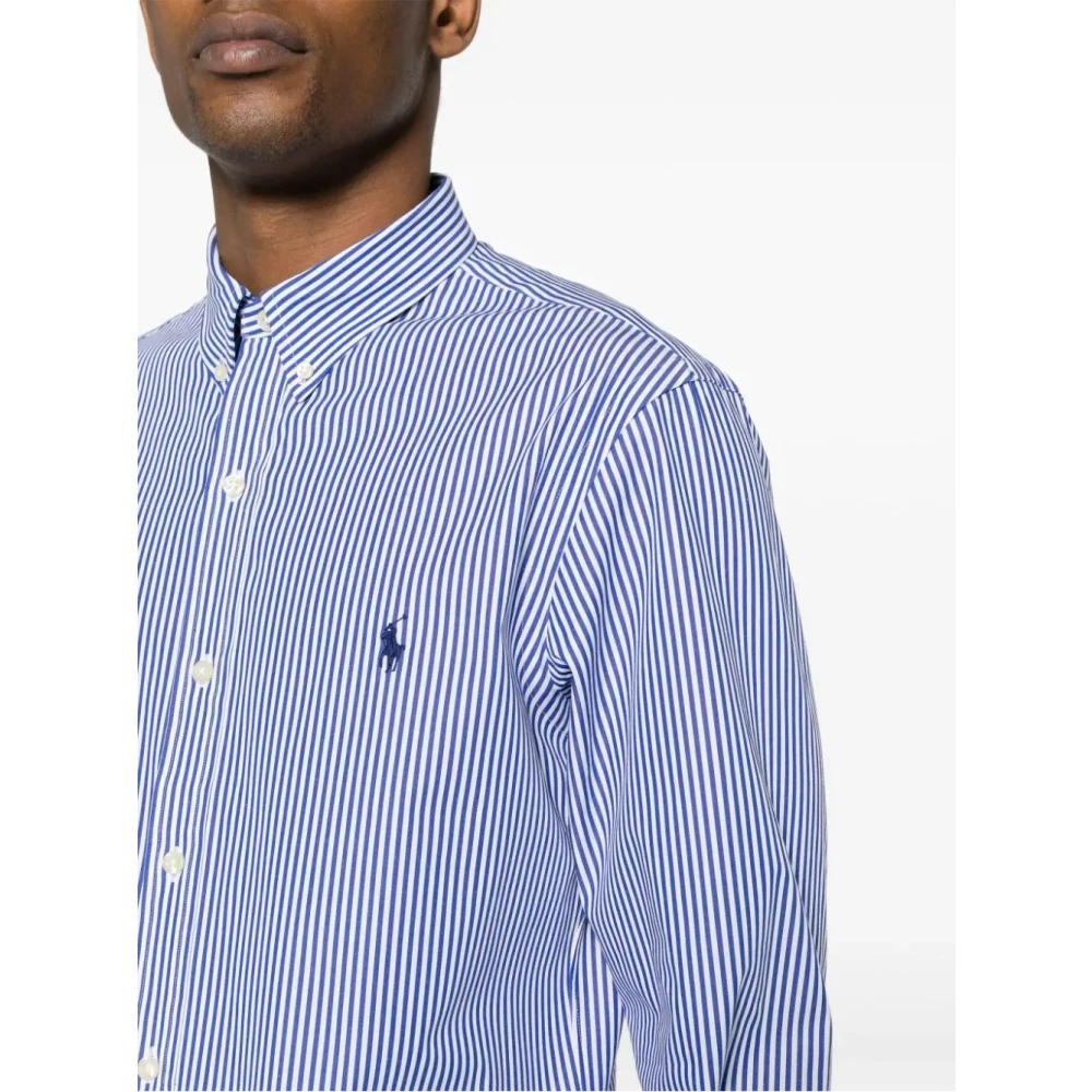 Polo Ralph Lauren Blauw Wit Gestreept Slim Fit Overhemd Blue Heren
