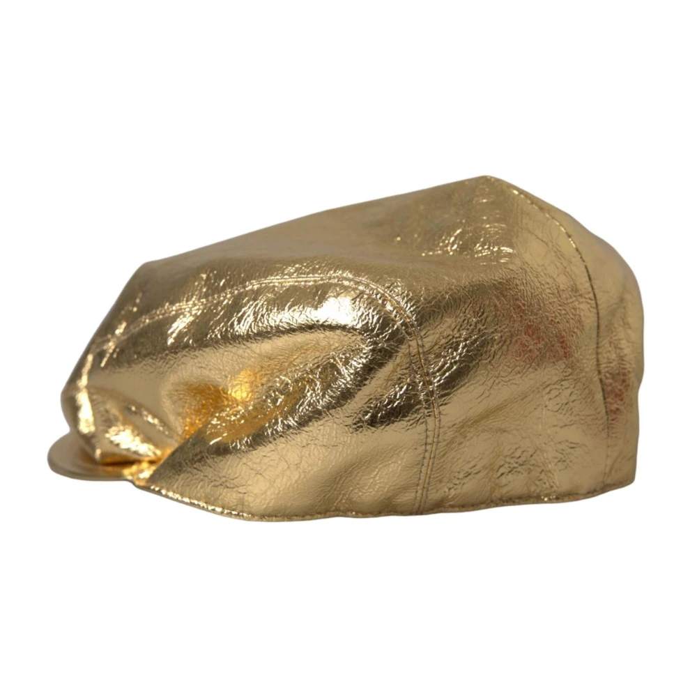 Dolce & Gabbana Metallic Goud Logo Newsboy Cap Yellow Heren